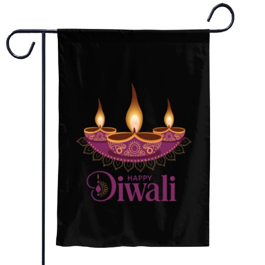 Happy Diwali with Beautiful Diya Lamps Garden Flags
