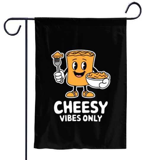 Cheesy Vibes Only Cartoon Delight Garden Flags
