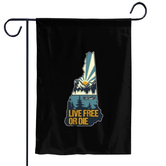 Live Free or Die Retro New Hampshire Nature Garden Flags