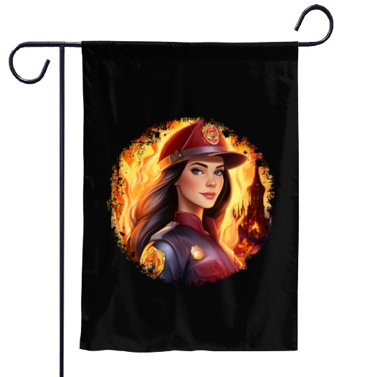 Princesses Firefighter Garden Flags