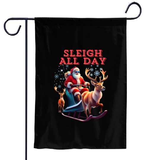 Sleigh All Day Garden Flags