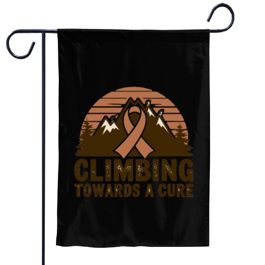 Mountain Climbing Cancer Awareness Retro Design Garden Flags