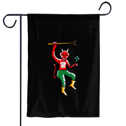 Happy Devil with a Flower Garden Flags