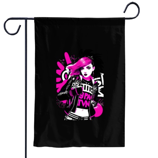Urban Punk Street Art with Neon Pink Accents Garden Flags