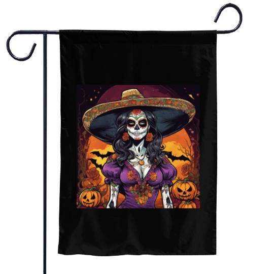 Elegant Halloween Catrina - Día de los Muertos Sty Garden Flags