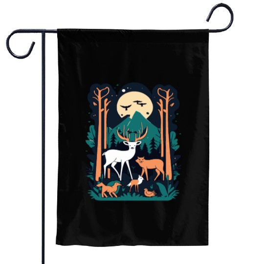 Enchanted Forest Wildlife Scene – Nature Adventure Garden Flags