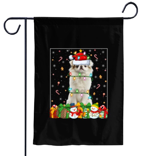 Japanese Chin Dog Christmas Lights Garden Flags