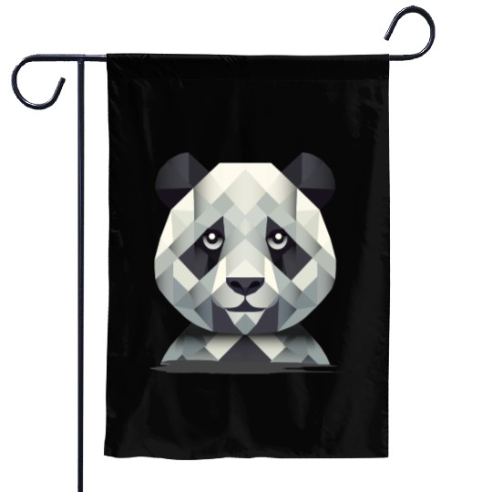 Gentle power: Panda in geometric art Garden Flags
