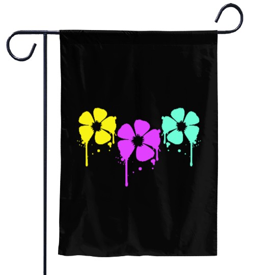 Flowers Colorful Graffiti Drop Spray Spring Summer Garden Flags