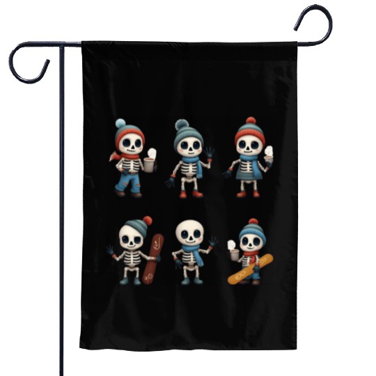 Kawaii Skeleton Winter Collection | Cute Merch Garden Flags