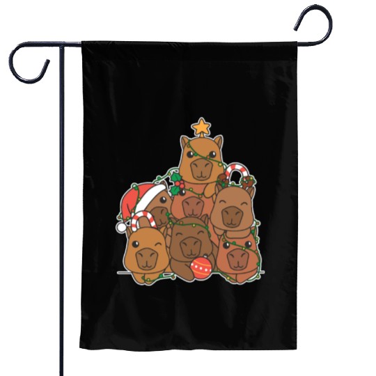 Capybara Christmas Tree Funny Animal Christmas Garden Flags