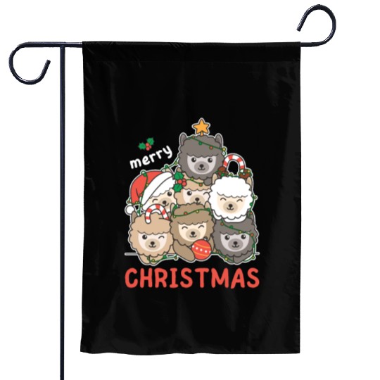 Alpaca Christmas Tree Merry Christmas Garden Flags