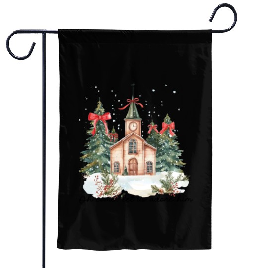 Oh Come Let Us Adore Him Funny Chrismas Jesus Garden Flags