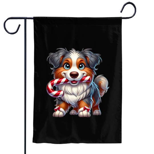 Cute Christmas Dog Australian Shepherd Garden Flags