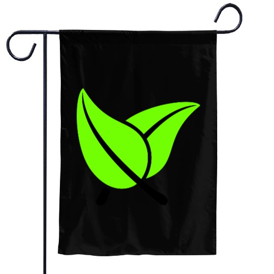 2 Green Beautiful Leaves Eco Spring Summer Nature Garden Flags
