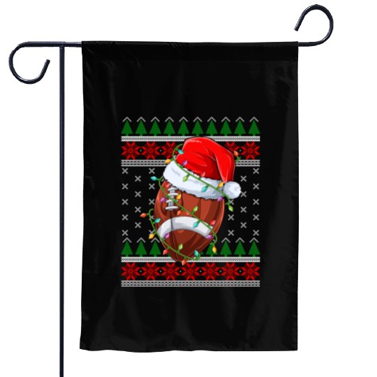 American Football Rugby Ugly Christmas Santa Hat Garden Flags