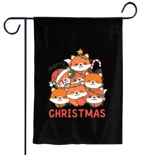 Fox Christmas Tree Merry Christmas Garden Flags