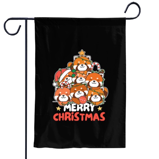 Red Panda Christmas Tree Merry Christmas Garden Flags