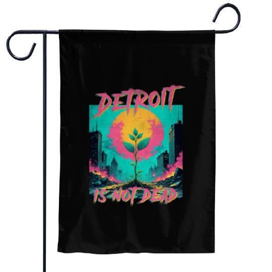Detroit is not dead vintage retro punk Garden Flags