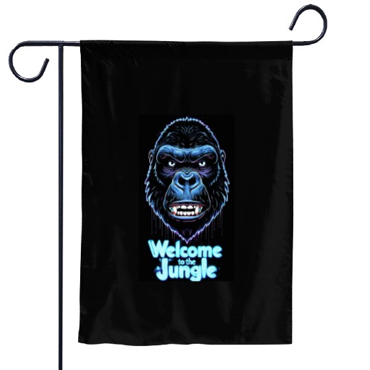 Neon Gorilla Welcome to the Jungle Garden Flags