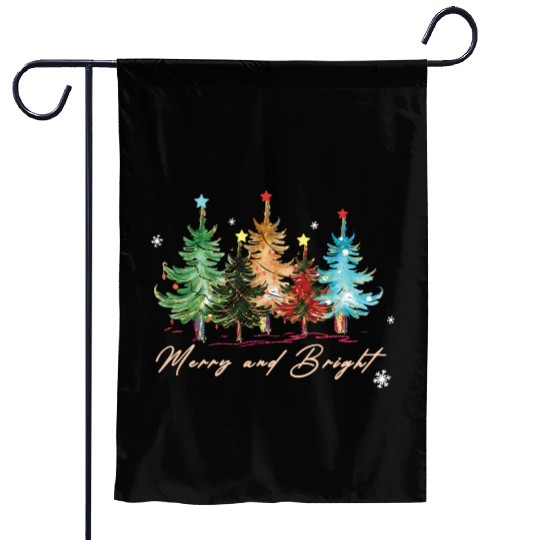 Merry and Bright Trees Vintage Christmas Tree Xmas Garden Flags