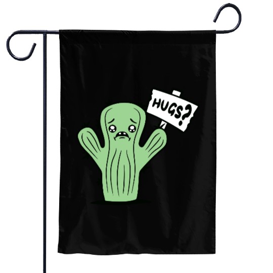 Funny Cactus Sad Face Hugs Sign Lonely Cry Comic Garden Flags
