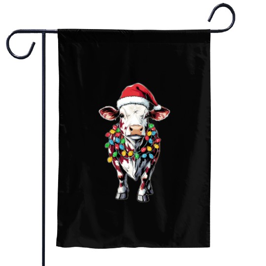 Hereford Cattle Farmer Christmas Hat Xmas Garden Flags