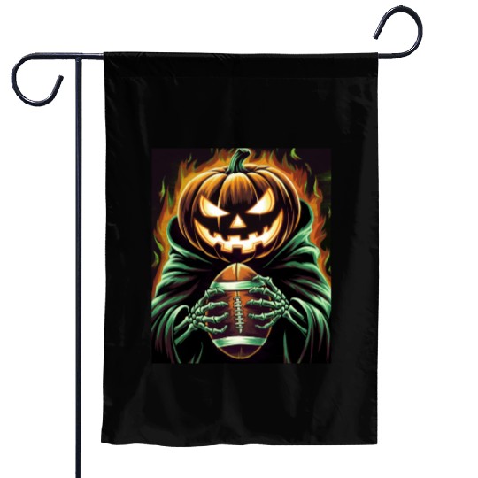 Spooky Halloween Football Jack-O'-Lantern pumpkin Garden Flags