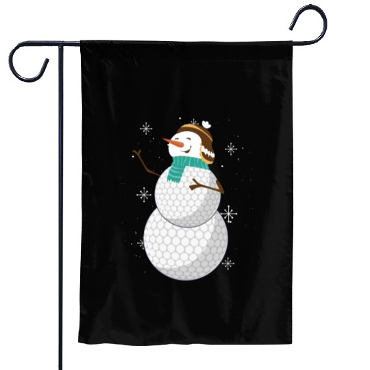 Snowman with Golf Ball Body and Winter Charm Garden Flags