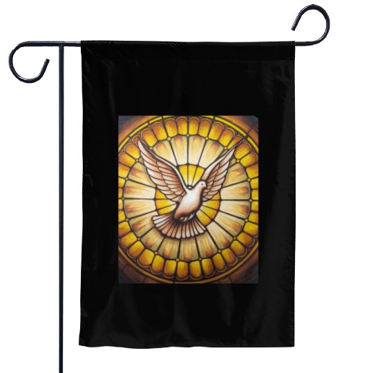 Stained Glass Dove in Flight - Peace & Spiritualit Garden Flags