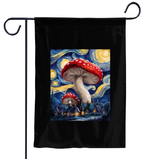 Starry Night Mushroom Surreal Dreamscape nature Garden Flags