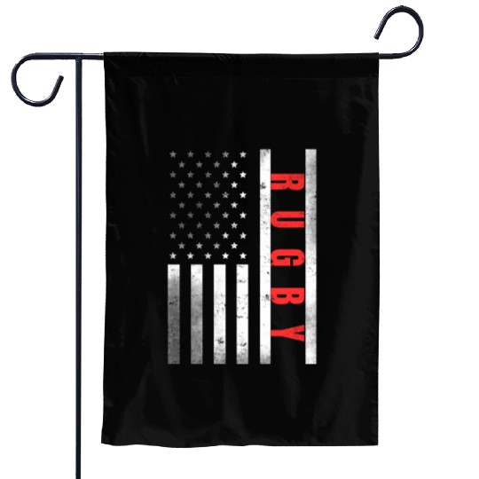 Rugby Player Vintage US Flag Proud Rugby Garden Flags