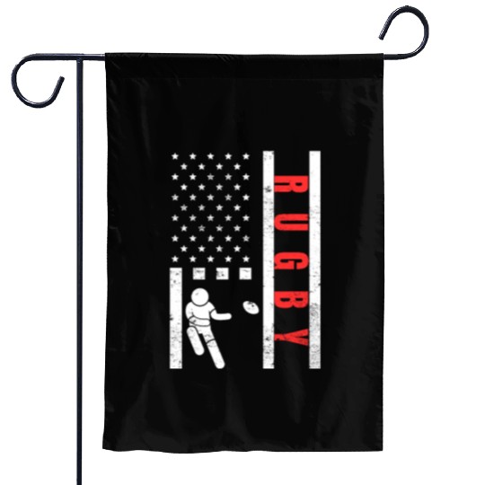 Rugby Player Vintage US Flag Proud Rugby Garden Flags