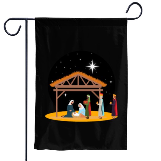 Christmas Holiday Manger Nativity Scene Garden Flags