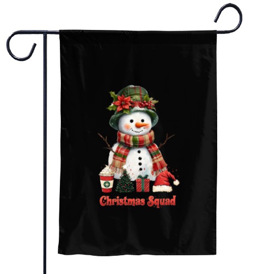 Snowman Christmas Family Gathering Garden Flags