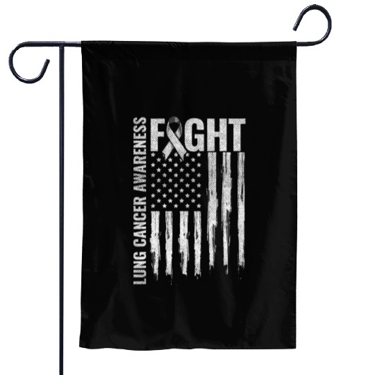 Lung Cancer Awareness White Ribbon Fight USA Flag Garden Flags