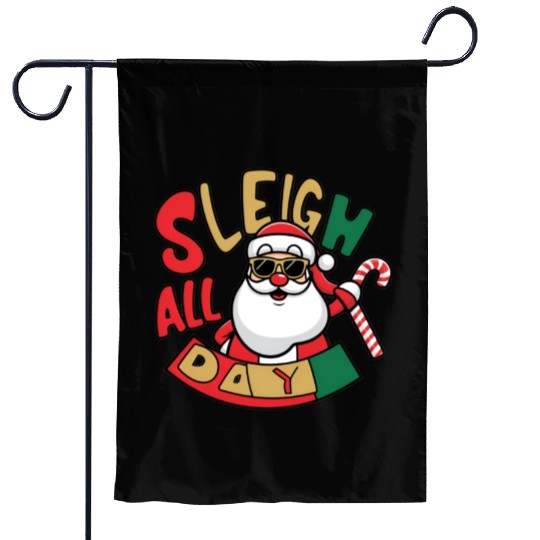Sleigh All Day Christmas Design Garden Flags