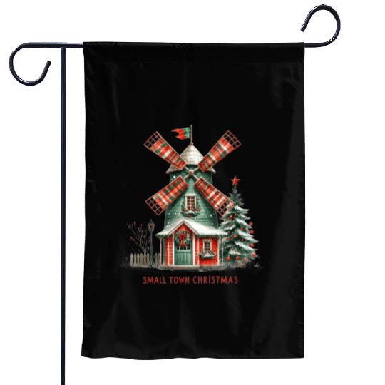 Small Town Christmas Windmill Garden Flags