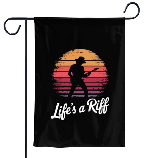 Guitar Player Life's a Riff Sunset Vibe Garden Flags