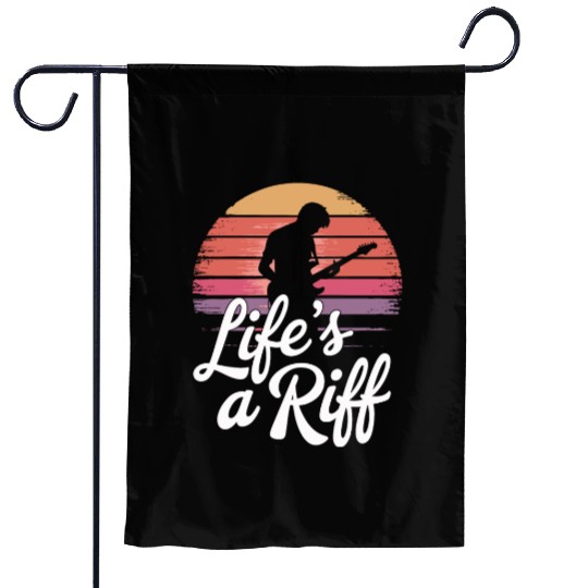 Guitar Player Life's a Riff Sunset Vibes Garden Flags