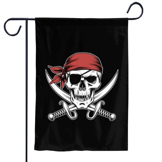 Pirate Skull Crossbones Red Bandana Jolly Roger Garden Flags