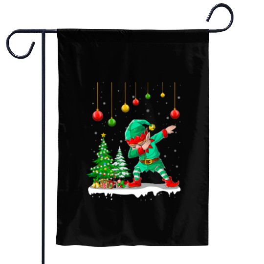 Dabbing Elf Christmas Tree Lights Xmas Family Garden Flags