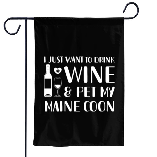 Cat Lover Garden Flags, I Just Want To Drink Wine And