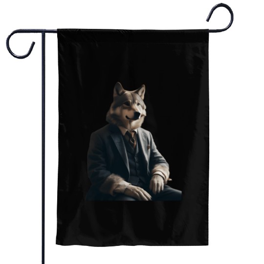 Business Wolf Ready for Success Garden Flags