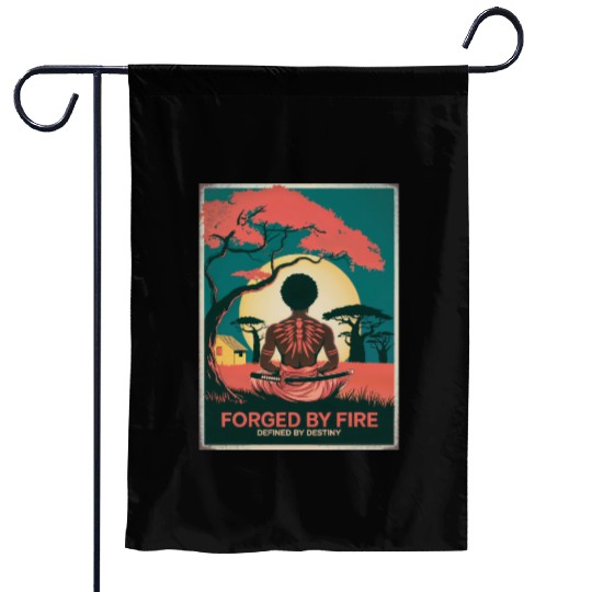 Vintage Afro Samurai Warrior - Forged By Fire Garden Flags