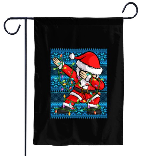 Dabbing Santa Christmas Lights Garden Flags