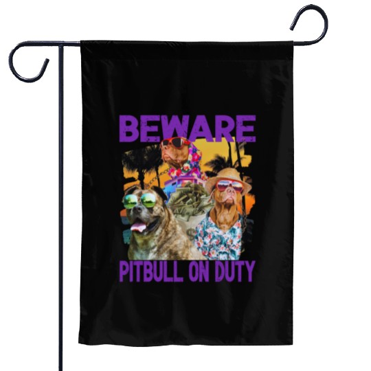 Funny Dog Pitbull Beware Dog Pitbull Lover Gift Garden Flags