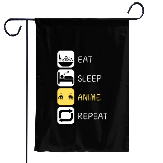 Eat Sleep Anime Repeat Japanese Culture Garden Flags