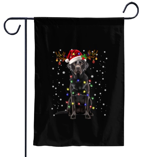 Black Lab Labrador Christmas Tree Light Garden Flags