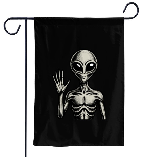 Grey Alien hello Garden Flags